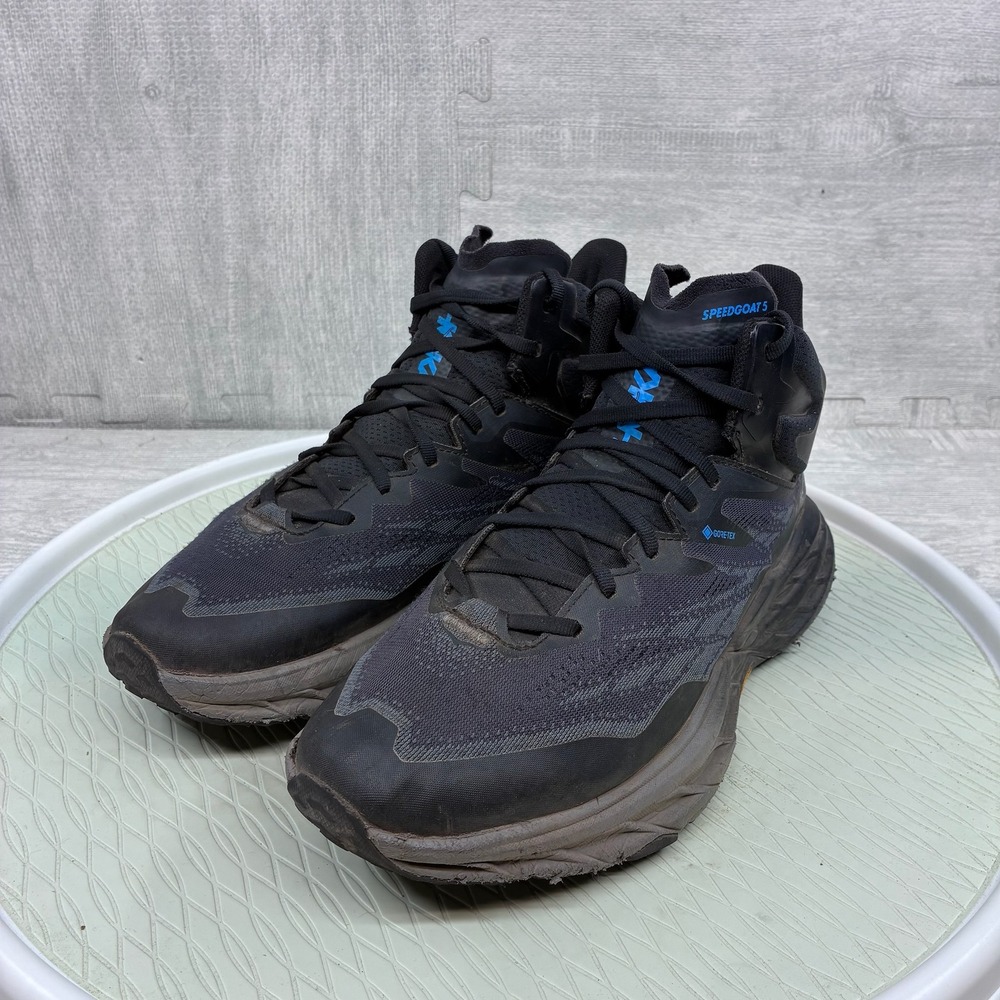 Hoka Speedgoat 5 Mid GTX Shoes Mens 9 Black GORE-TEX Hiking Boots 1127918 BBLC